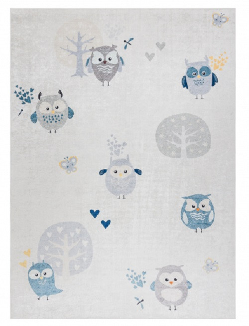 Dětský kusový koberec Bambino 1161 Owls grey 80x150 cm