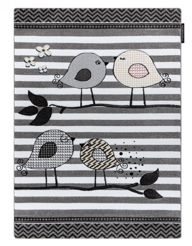 Dětský kusový koberec Petit Birds grey 200x290 cm