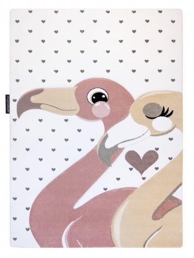 Dětský kusový koberec Petit Flamingos hearts cream 140x190 cm