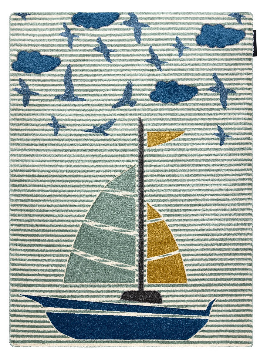 Dětský kusový koberec Petit Sail boat green 140x190 cm