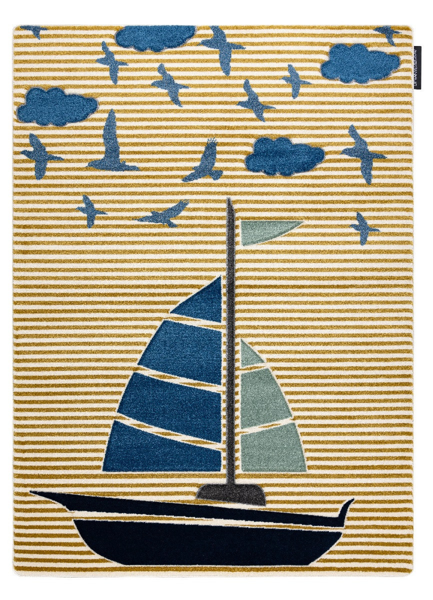 Dětský kusový koberec Petit Sail boat gold 140x190 cm