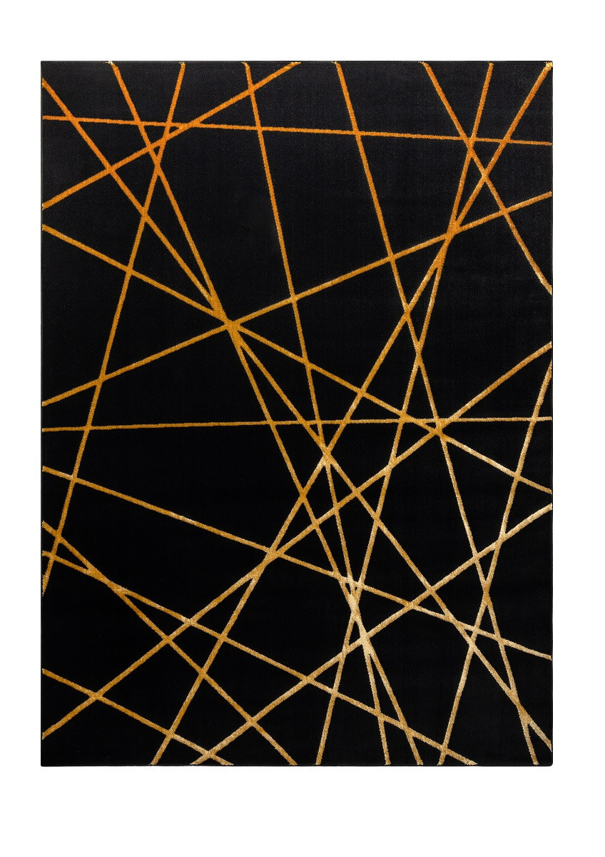 Kusový koberec Gloss 406C 86 geometric black/gold 120x170 cm