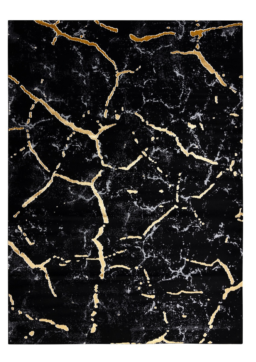 Kusový koberec Gloss 410A 86 3D mramor black/gold 240x330 cm