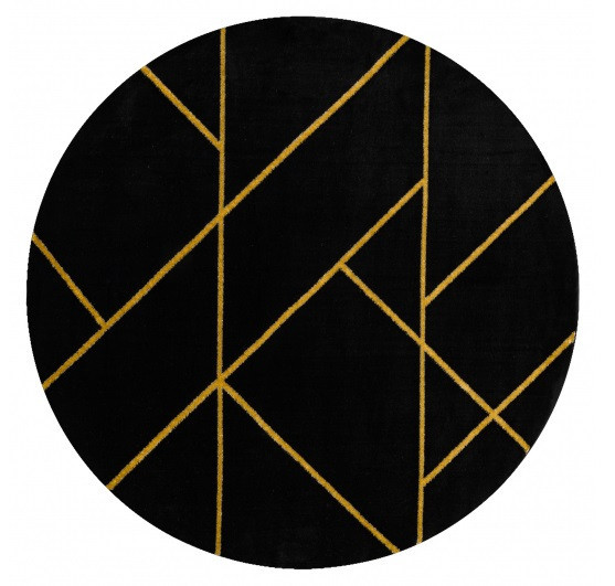 Kusový koberec Emerald geometric 1012 black and gold kruh Kruh Ø 200 cm