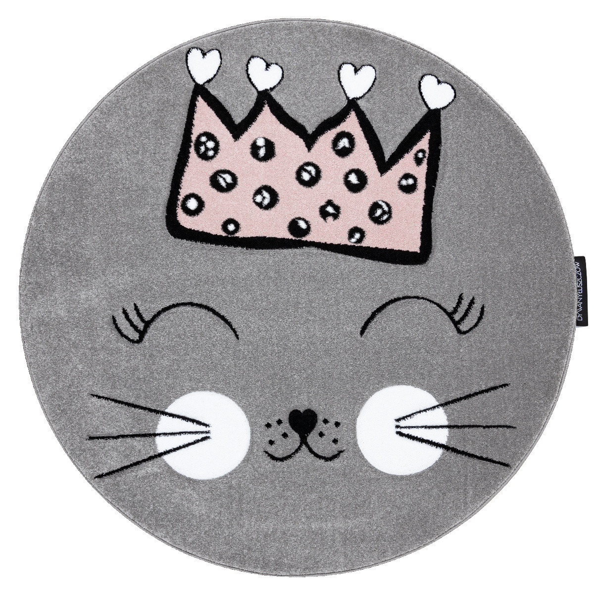 Dětský kusový koberec Petit Cat crown grey kruh Kruh Ø 120 cm