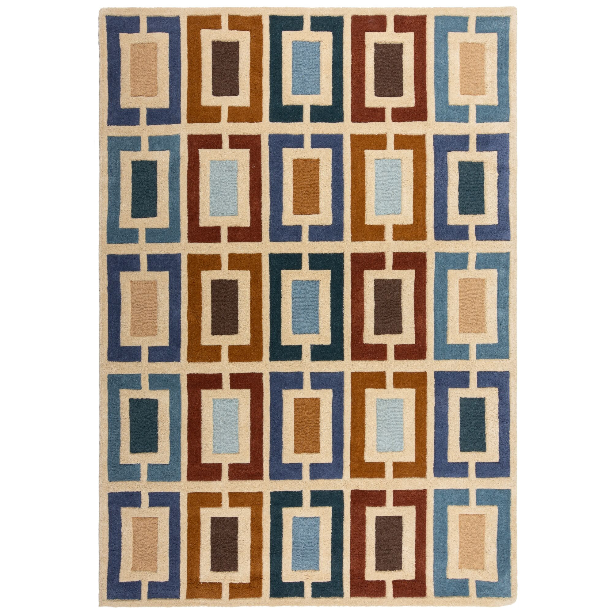 Ručně všívaný kusový koberec Illusion Retro Blocks Blue/Multi 120x170 cm