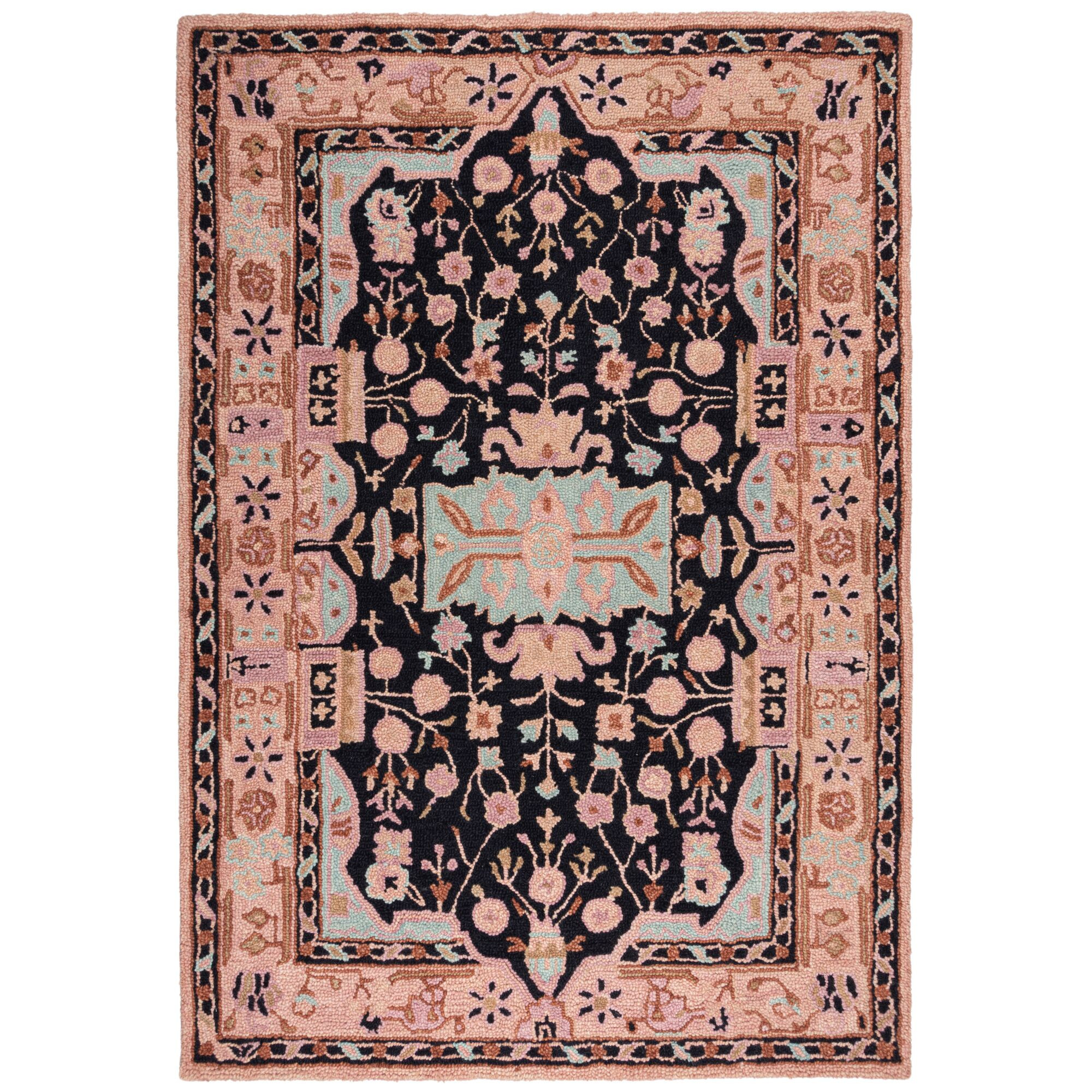 Kusový koberec Wool Loop Blossom Pink/Black 120x170 cm