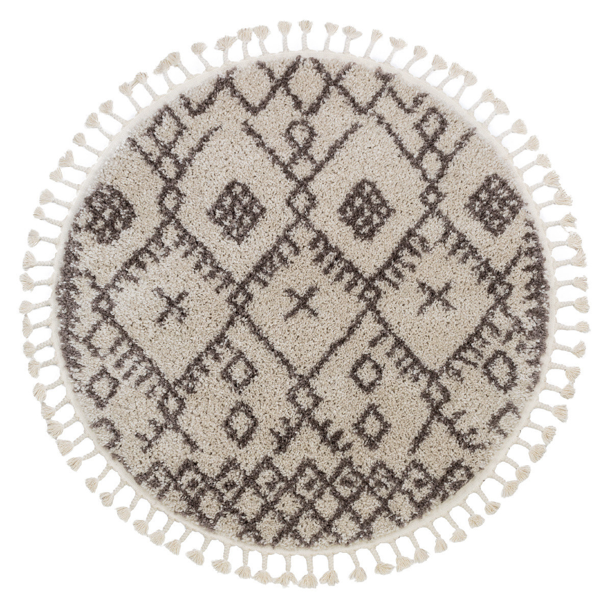 Kusový koberec Berber Tanger B5940 cream and brown kruh Kruh Ø 120 cm